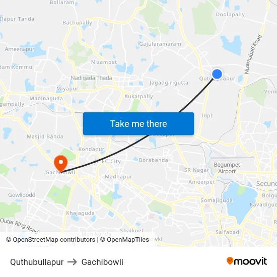 Quthubullapur to Gachibowli map