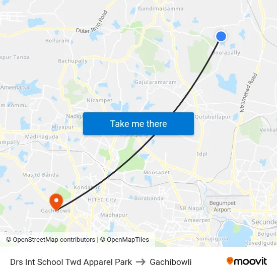 Drs Int School Twd Apparel Park to Gachibowli map