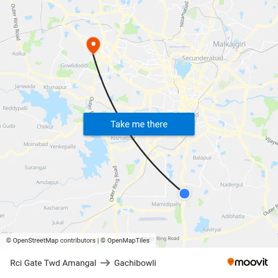 Rci Gate Twd Amangal to Gachibowli map