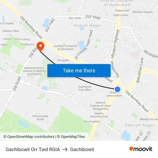 Gachibowli Orr Twd RGIA to Gachibowli map