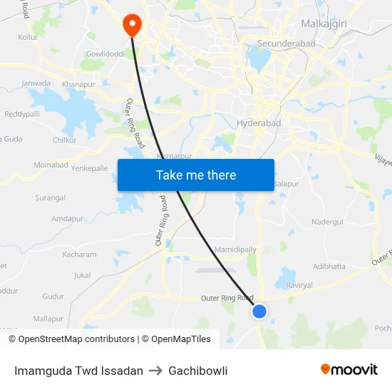 Imamguda Twd Issadan to Gachibowli map