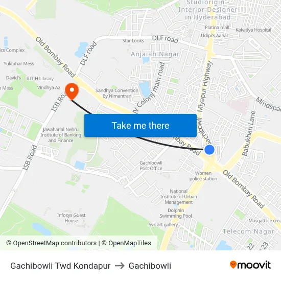 Gachibowli Twd Kondapur to Gachibowli map