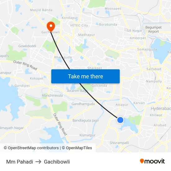 Mm Pahadi to Gachibowli map
