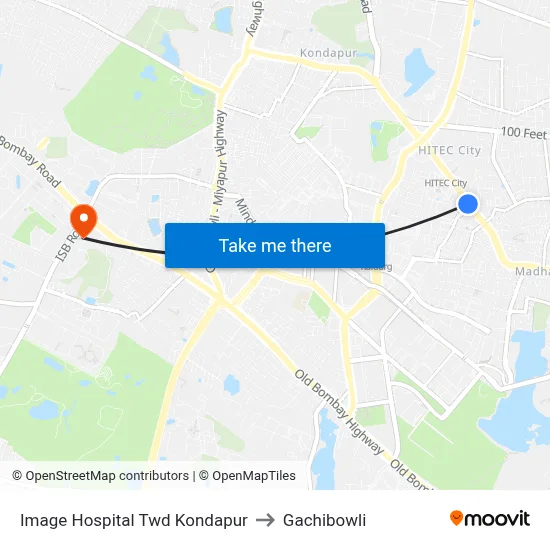 Image Hospital Twd Kondapur to Gachibowli map
