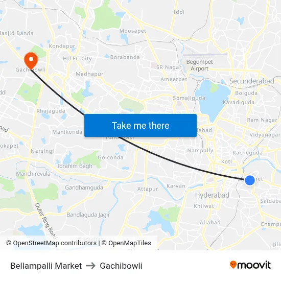 Sohail Hotel to Gachibowli map