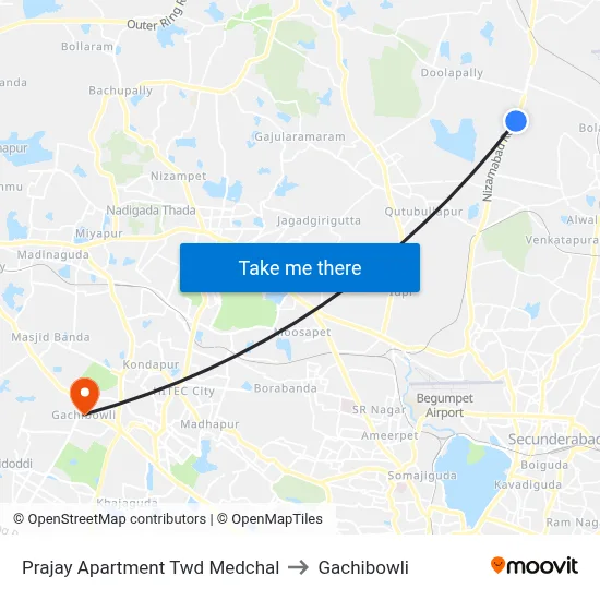 Prajay Apartment Twd Medchal to Gachibowli map