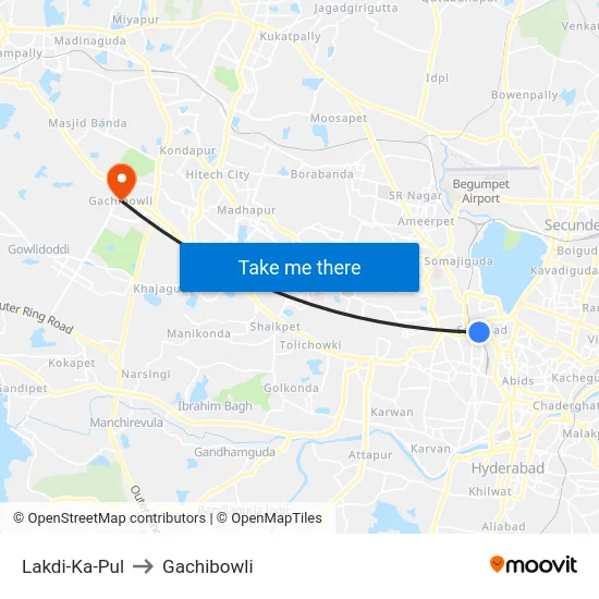 Lakdi-Ka-Pul to Gachibowli map