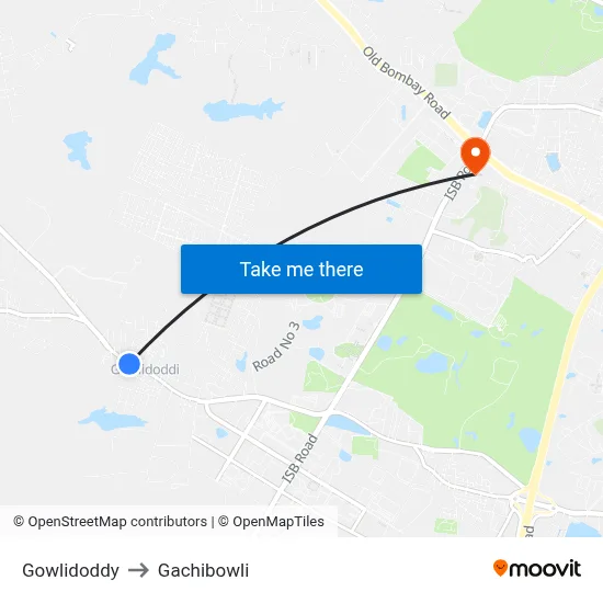 Gowlidoddy to Gachibowli map