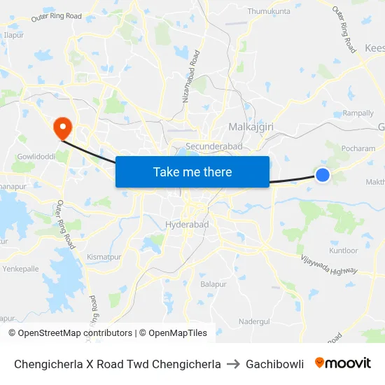 Chengicherla X Road Twd Chengicherla to Gachibowli map