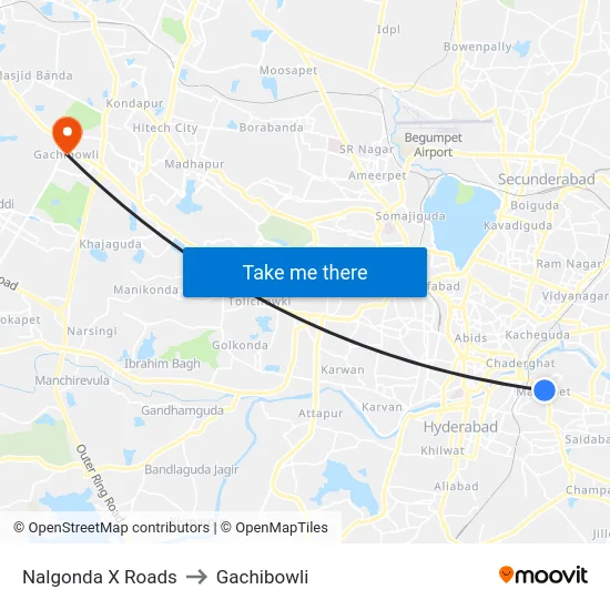 Nalgonda X Roads to Gachibowli map