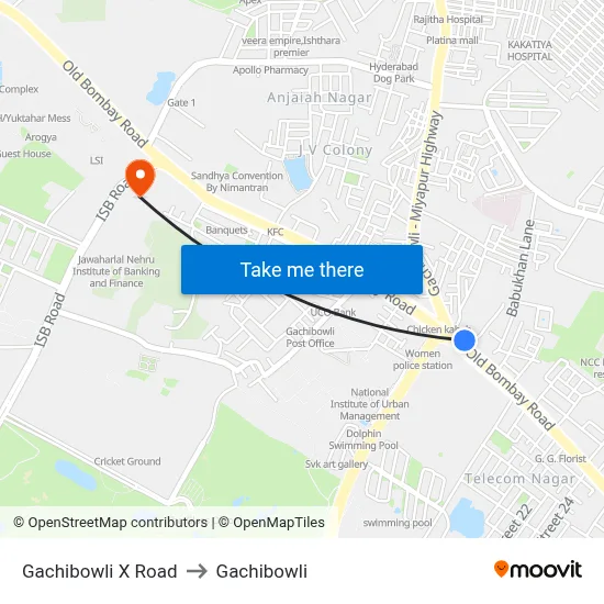 Gachibowli X Road to Gachibowli map