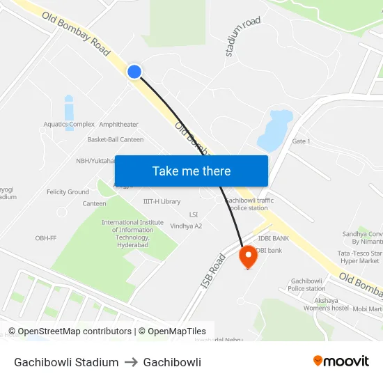 Gachibowli Stadium to Gachibowli map