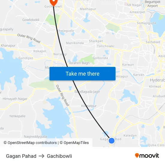 Gagan Pahad to Gachibowli map