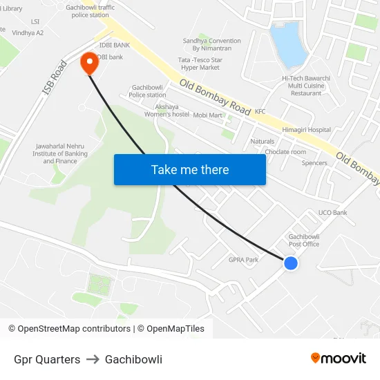 Gpr Quarters to Gachibowli map