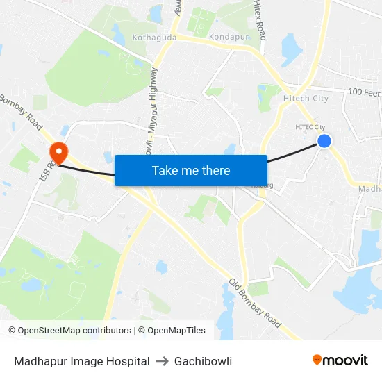 Madhapur Image Hospital to Gachibowli map