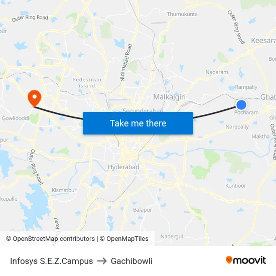 Infosys S.E.Z.Campus to Gachibowli map