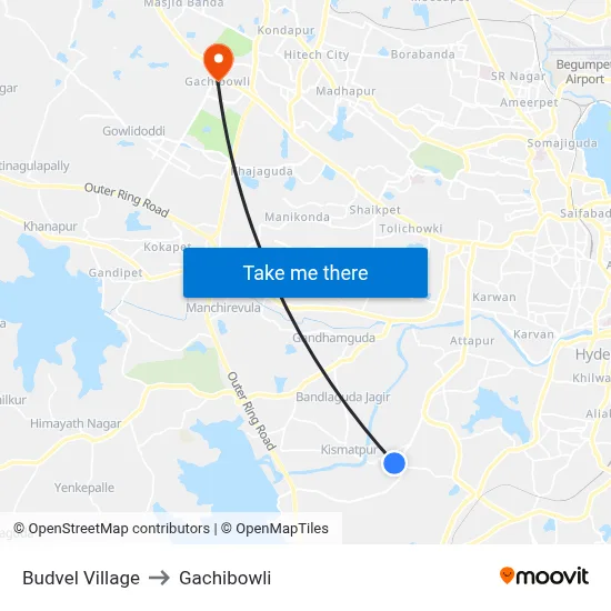 Budvel Village to Gachibowli map