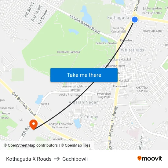 Kothaguda X Roads to Gachibowli map