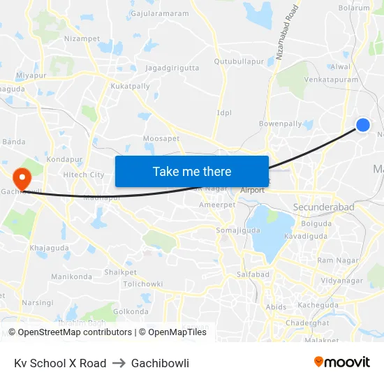 Kv School X Road to Gachibowli map