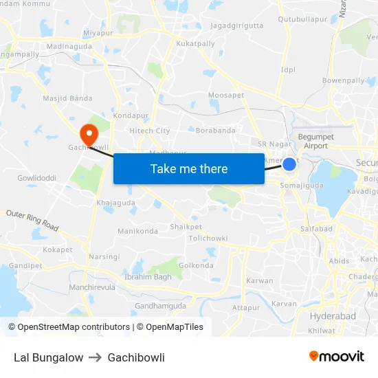 Lal Bungalow to Gachibowli map
