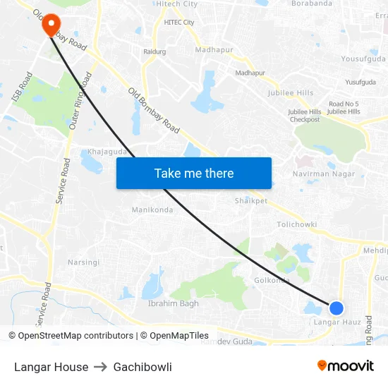 Langar House to Gachibowli map