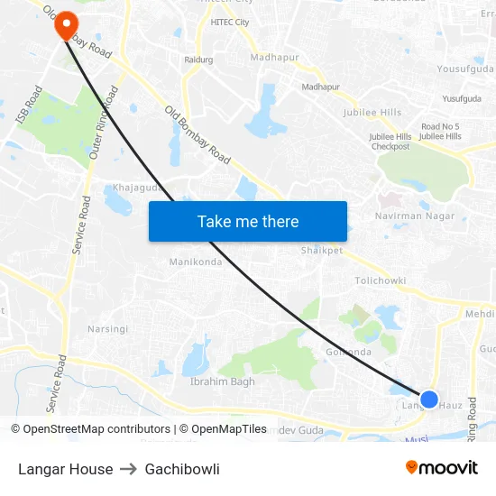 Langar House to Gachibowli map