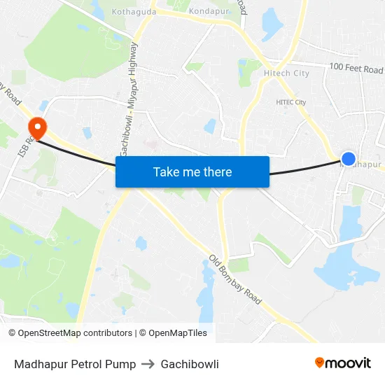 Madhapur Petrol Pump to Gachibowli map