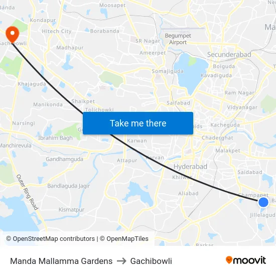 Manda Mallamma Gardens to Gachibowli map