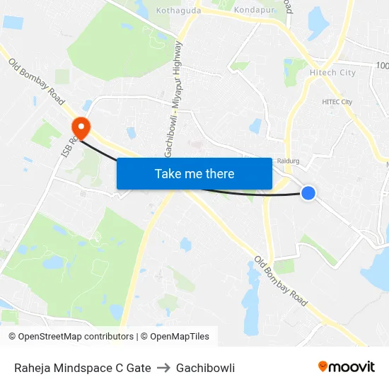 Raheja Mindspace C Gate to Gachibowli map