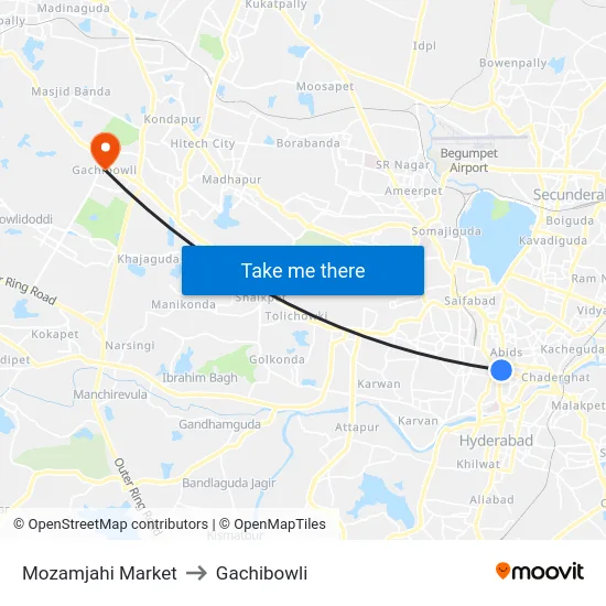 Mozamjahi Market to Gachibowli map