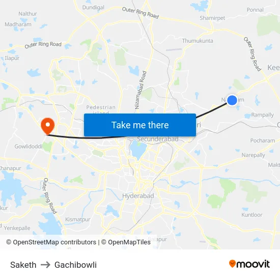 Saketh to Gachibowli map