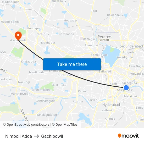 Nimboli Adda to Gachibowli map