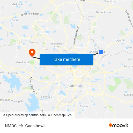 NMDC to Gachibowli map