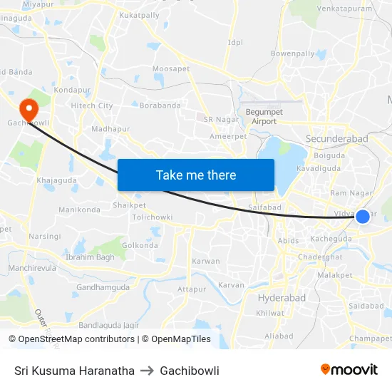 Sri Kusuma Haranatha to Gachibowli map