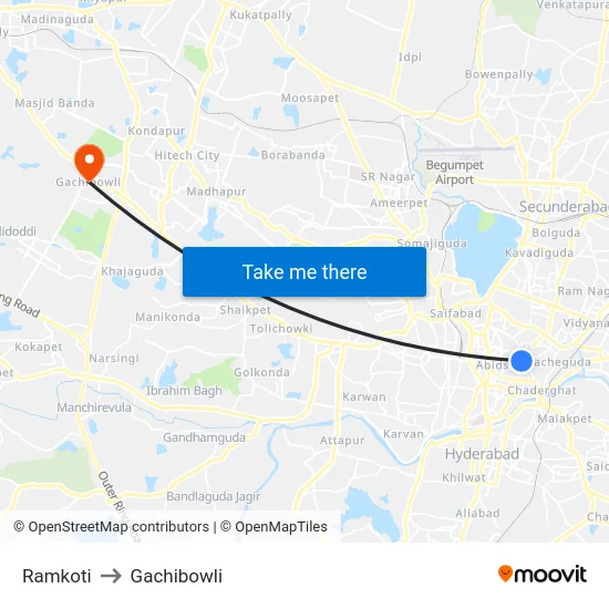 Ramkoti to Gachibowli map