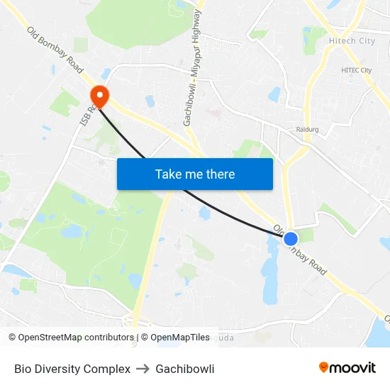 Bio Diversity Complex to Gachibowli map