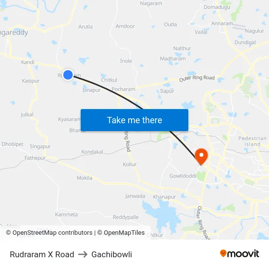 Rudraram X Road to Gachibowli map