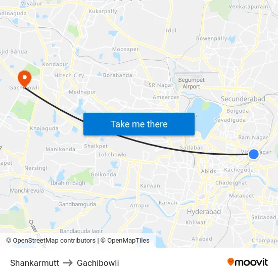 Shankarmutt to Gachibowli map