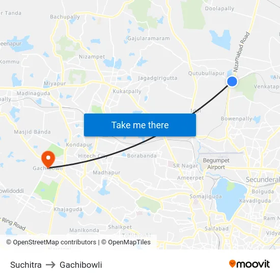 Suchitra to Gachibowli map