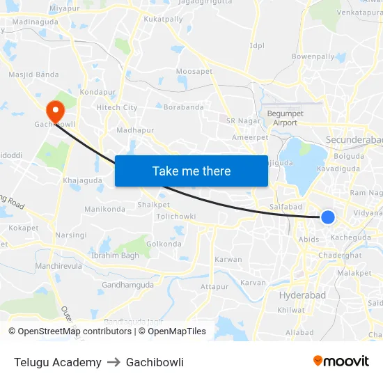 Telugu Academy to Gachibowli map
