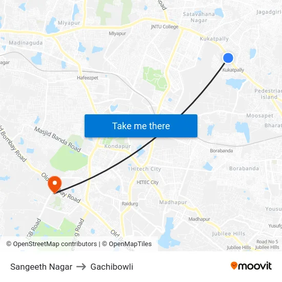 Sangeeth Nagar to Gachibowli map