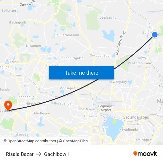 Risala Bazar to Gachibowli map