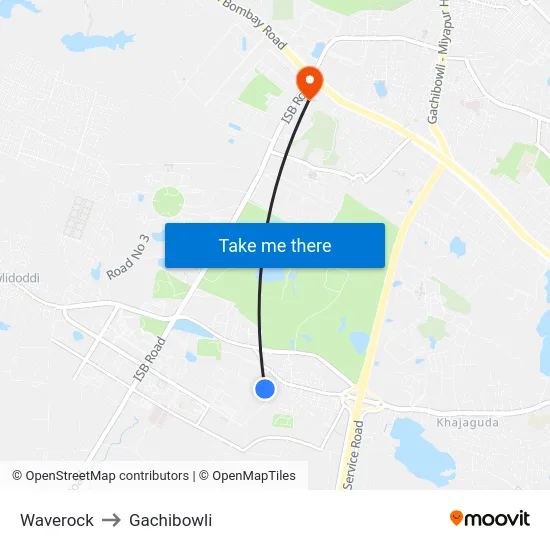 Waverock to Gachibowli map