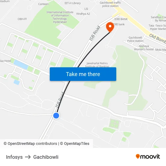 Infosys to Gachibowli map