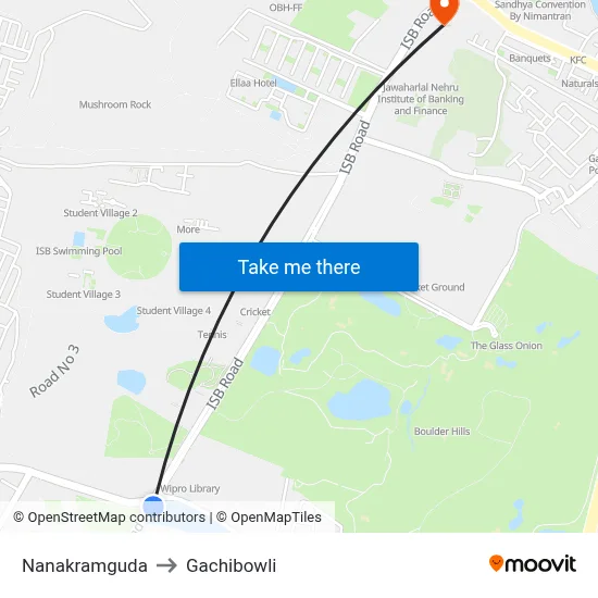 Nanakramguda to Gachibowli map