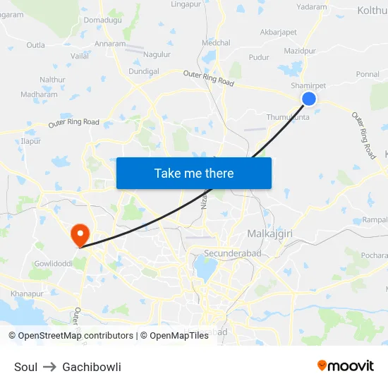 Soul to Gachibowli map