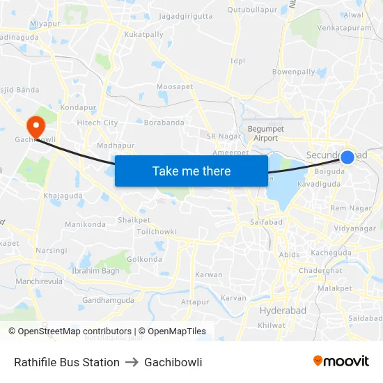 Rathifile Bus Station to Gachibowli map