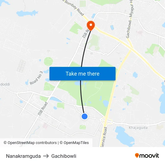 Nanakramguda to Gachibowli map