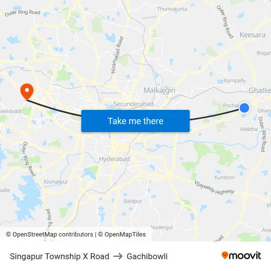 Singapur Township X Road to Gachibowli map