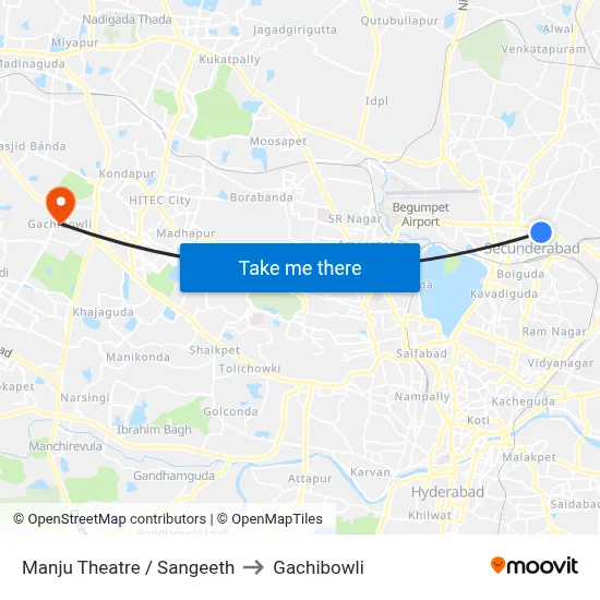 Manju Theatre / Sangeeth to Gachibowli map